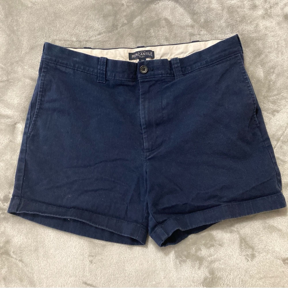 J Crew Mercantile Flex Women’s Chino Shorts Flat Front Navy Sz 33 Casual